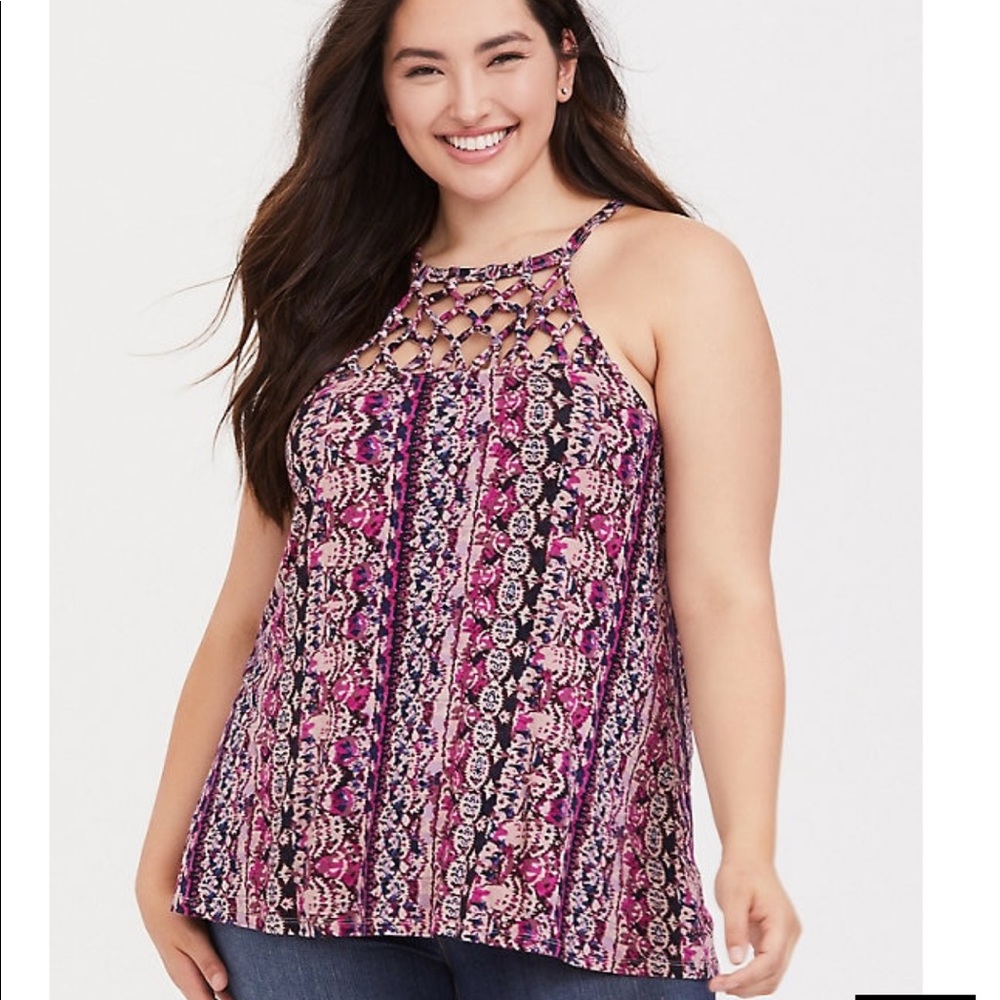 PINK MULTI IKAT MACRAME GODDESS TANK